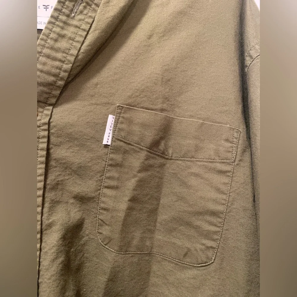 Five Four Button Down Shirt Mens 2Xl Green Long Sleeve Solid Cotton Collared - Picture 4 of 7